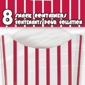 Vibrant Red & White Striped Paper Snack Containers - (Pack of 8) - Eco-Friendly & Eye-Catching Party Supplies - Perfect for Celebrations