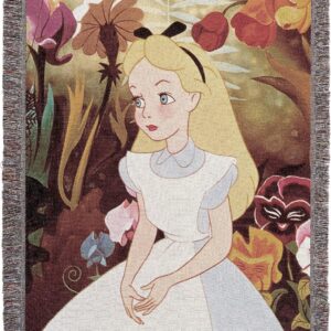 Disney Alice in Wonderland, "Alice in the Garden" Woven Tapestry Throw Blanket, 48" x 60"