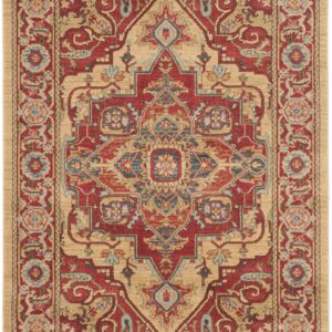 SAFAVIEH Mahal Collection Accent Rug - 3' x 5', Red & Natural, Traditional Oriental Design, Non-Shedding & Easy Care, Ideal for High Traffic Areas in Entryway, Living Room, Bedroom (MAH698A)