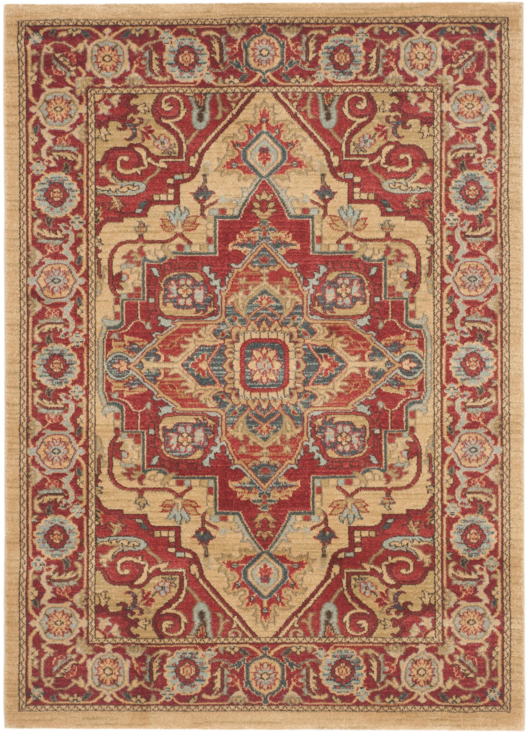 SAFAVIEH Mahal Collection Accent Rug - 3' x 5', Red & Natural, Traditional Oriental Design, Non-Shedding & Easy Care, Ideal for High Traffic Areas in Entryway, Living Room, Bedroom (MAH698A)