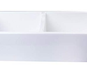 ALFI brand AB3918DB-W Smooth Thick Wall Fireclay Double Bowl Farm Sink, 39", White