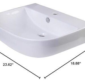 ALFI brand AB111 D-Bowl Porcelain Wall Mounted Bath Sink, 24", White