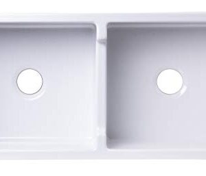 ALFI brand AB3918DB-W Smooth Thick Wall Fireclay Double Bowl Farm Sink, 39", White