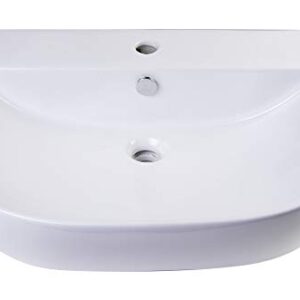 ALFI brand AB111 D-Bowl Porcelain Wall Mounted Bath Sink, 24", White