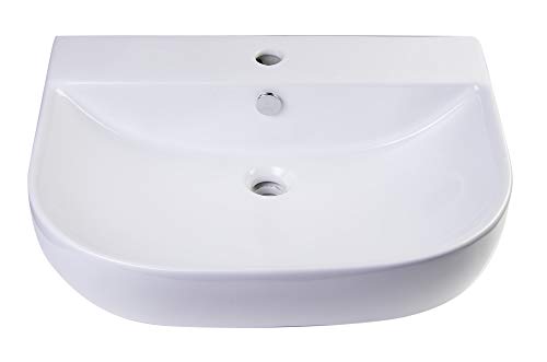 ALFI brand AB111 D-Bowl Porcelain Wall Mounted Bath Sink, 24", White