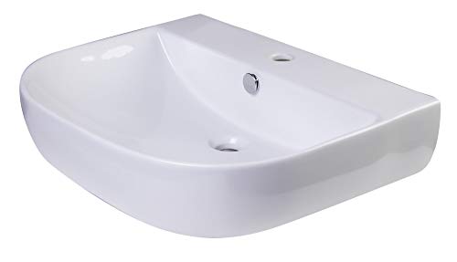 ALFI brand AB111 D-Bowl Porcelain Wall Mounted Bath Sink, 24", White