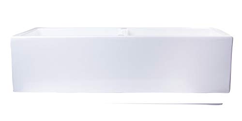 ALFI brand AB3918DB-W Smooth Thick Wall Fireclay Double Bowl Farm Sink, 39", White