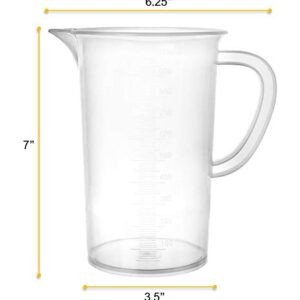 EISCO Plastic Pitcher, 1000mL (1L) - Molded Graduations - Chemical Resistant & Autoclavable Polypropylene - Measuring Jug