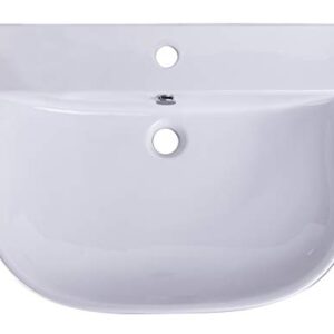 ALFI brand AB111 D-Bowl Porcelain Wall Mounted Bath Sink, 24", White