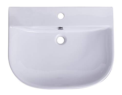 ALFI brand AB111 D-Bowl Porcelain Wall Mounted Bath Sink, 24", White