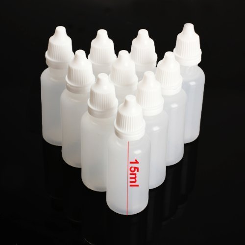 TOPWEL Excellent Quality 50pcs 15ml Empty Eyedrops Plastic Dropper Dropping Bottle Eye Liquid Dropper- Plug Can Removable the Lip Can Be Screwed On