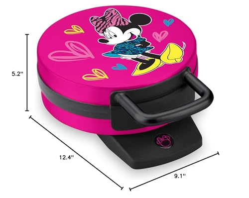 Disney Minnie Mouse Waffle Maker by Select Brands - Premium Minnie Mouse Waffle Iron - Disney Waffle Maker for Kitchen Appliances - For Disney Lovers - 7" Waffles, Pink