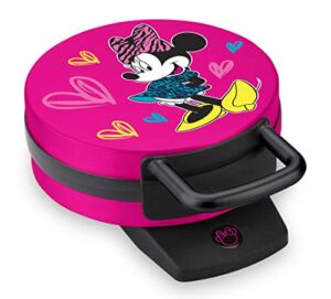 disney minnie mouse waffle maker by select brands - premium minnie mouse waffle iron - disney waffle maker for kitchen appliances - for disney lovers - 7" waffles, pink