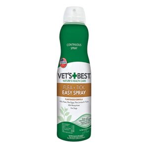 vet's best flea and tick easy spray | flea treatment for dogs and home |plant-based formula | 6.3 ounces