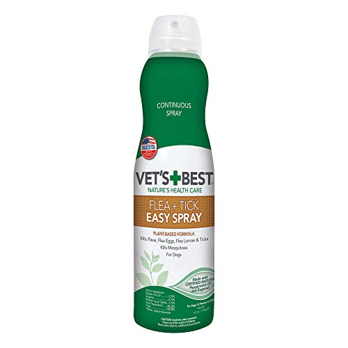 Vet's Best Flea and Tick Easy Spray | Flea Treatment for Dogs and Home |Plant-Based Formula | 6.3 Ounces