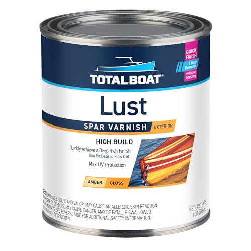 TotalBoat-482869 Lust Marine Varnish, High Gloss and Matte Finish for Wood, Boats, Outdoor Furniture (High Gloss, Quart)