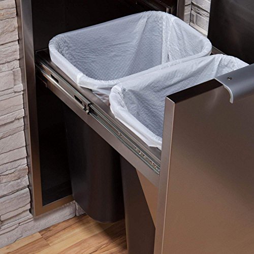 DCS TB1-20 20" Outdoor Trash Bin with 2 10 Gallon Bins Full Extension Slides Removable Drawer Insulated Door Soft Close and Complementing Handle Design in Brushed Stainless