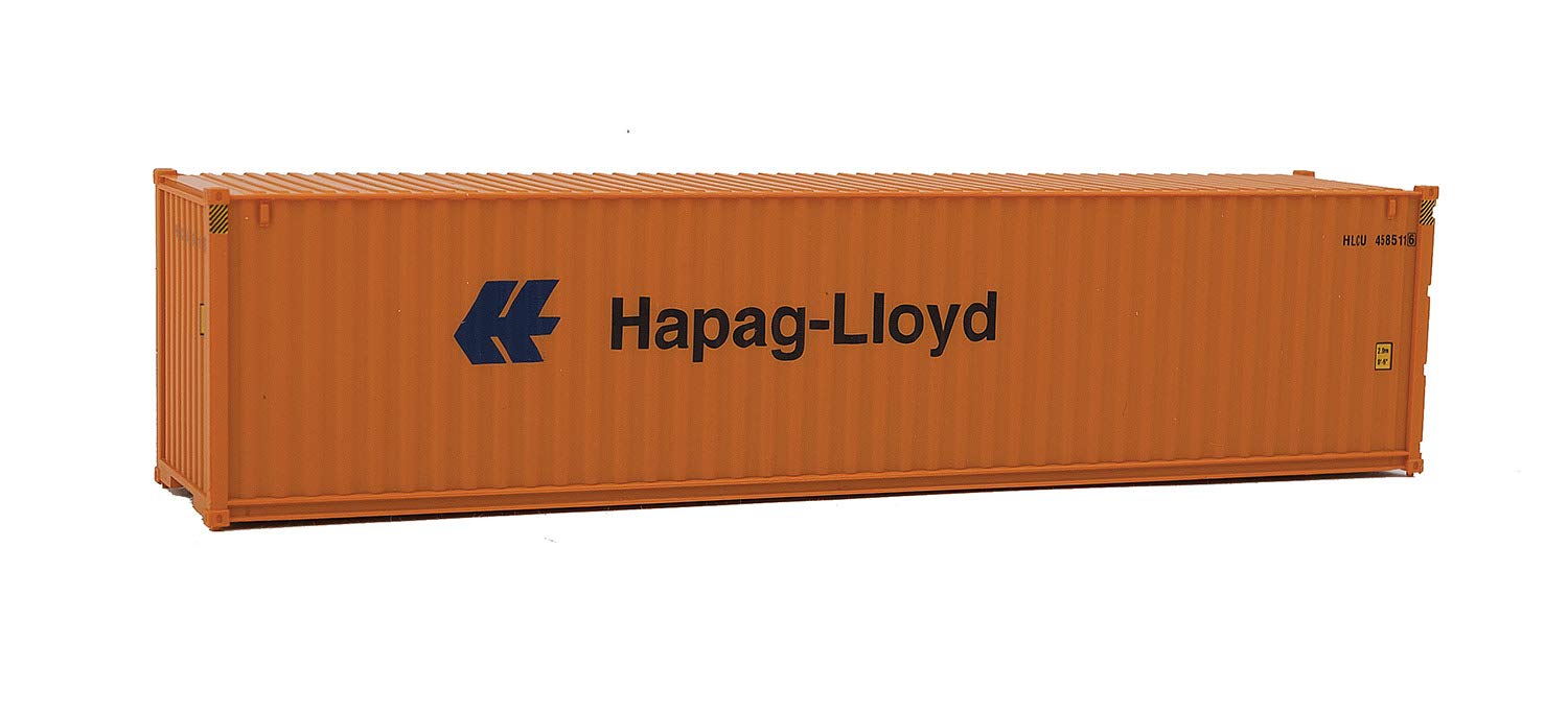 Walthers SceneMaster HO Scale Model of Hapag Lloyd (Orange, Blue) 40' Hi Cube Corrugated Side Container,949-8254