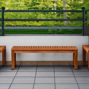 Amazonia Aster Backless Patio Bench | Eucalyptus Wood | Ideal for Outdoors and Indoors, 53", Dark Teak Finish