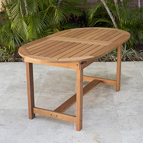 Amazonia Bahamas 7 Piece Oval Patio Dining Set Eucalyptus Wood Ideal for Outdoors and Indoors