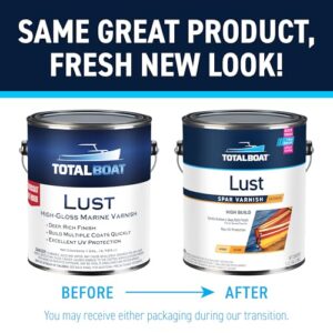 TotalBoat-482869 Lust Marine Varnish, High Gloss and Matte Finish for Wood, Boats, Outdoor Furniture (High Gloss, Quart)