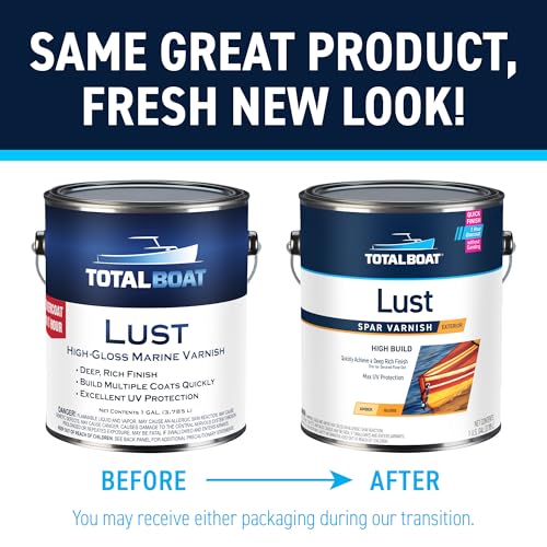 TotalBoat-482869 Lust Marine Varnish, High Gloss and Matte Finish for Wood, Boats, Outdoor Furniture (High Gloss, Quart)