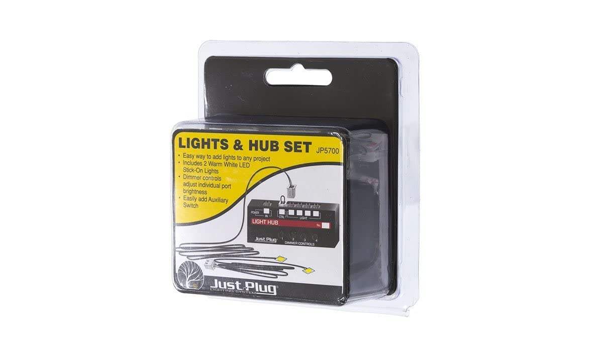 Woodland Scenics Just Plug: Lights & Hub Set w/Dimmer Controls: Warm White Stick-On LED Lights w/24 Cable (2)