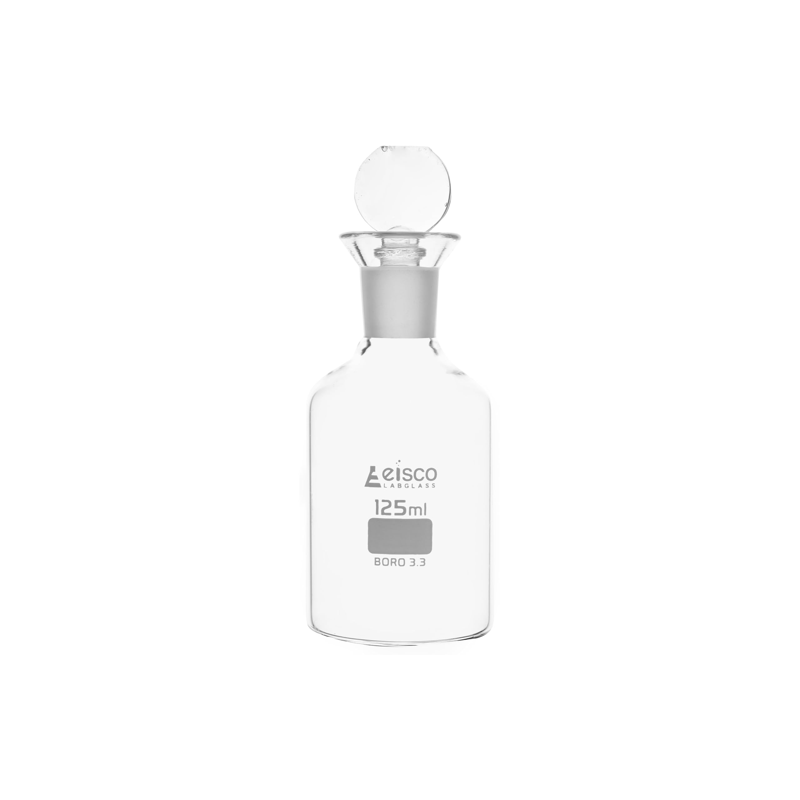 EISCO Labs 125ml B.O.D. borosilicate glass bottle with stopper