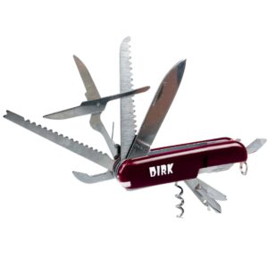 adroit 11-in-1 multi function outdoorsman's mini pocket knife | stainless steel | bright red handle | compact design | includes bottle opener, corkscrew, 2 saw blades, knife, scissors, and more