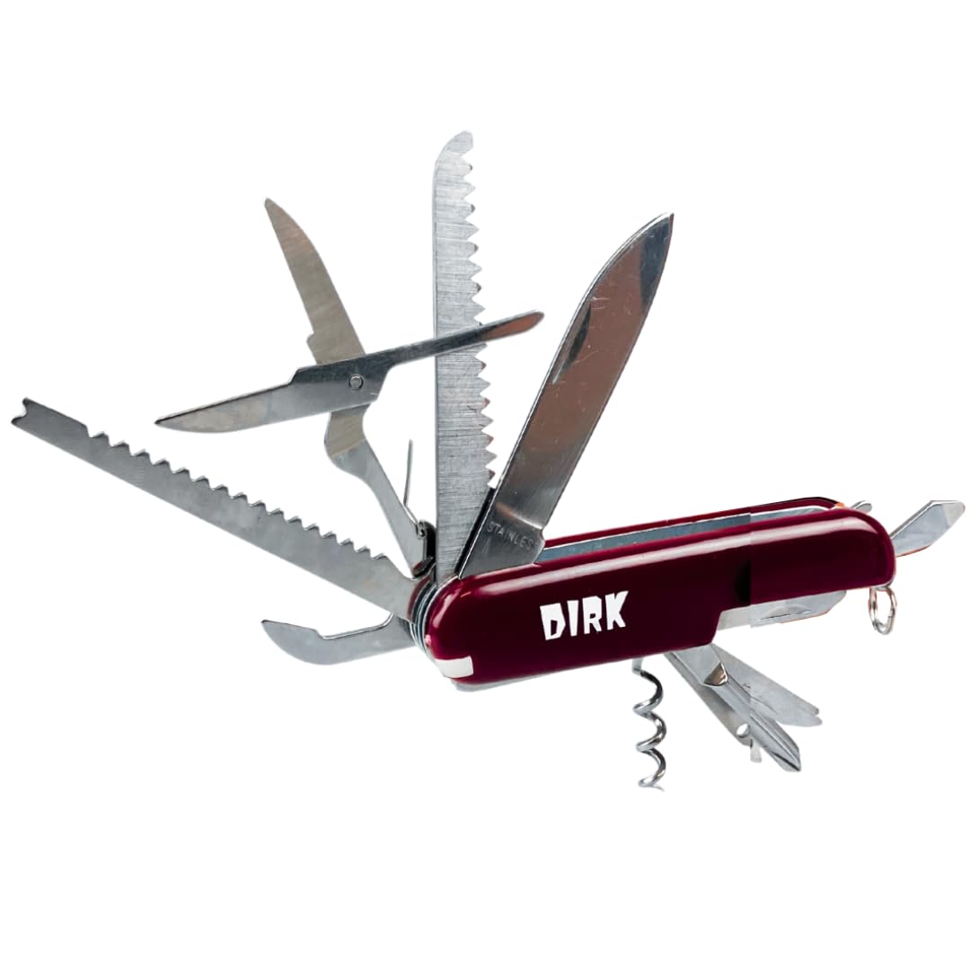 ADROIT 11-in-1 Multi Function Outdoorsman's Mini Pocket Knife | Stainless Steel | Bright Red Handle | Compact Design | Includes Bottle Opener, Corkscrew, 2 Saw blades, Knife, Scissors, and More