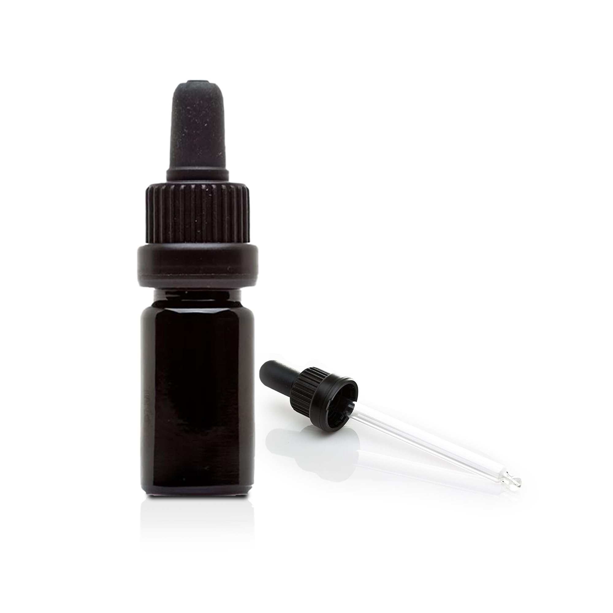 Infinity Jars Glass Dropper Bottle Ultraviolet Black Glass Tincture Bottle 5ml (.17 Fl oz)w Eye Droppers Caps, Leak-Proof Travel Bottle for Essential Oils, Liquids | Amber Glass Dropper Bottle 3-Pack