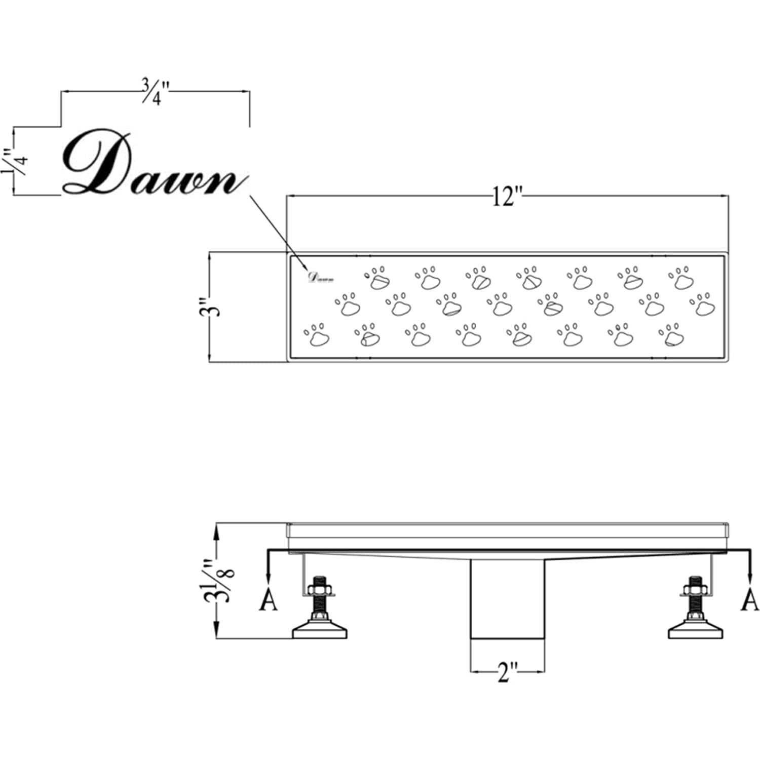 Dawn LMU120304 Memuru River Series Linear Shower Drain, 12-Inch