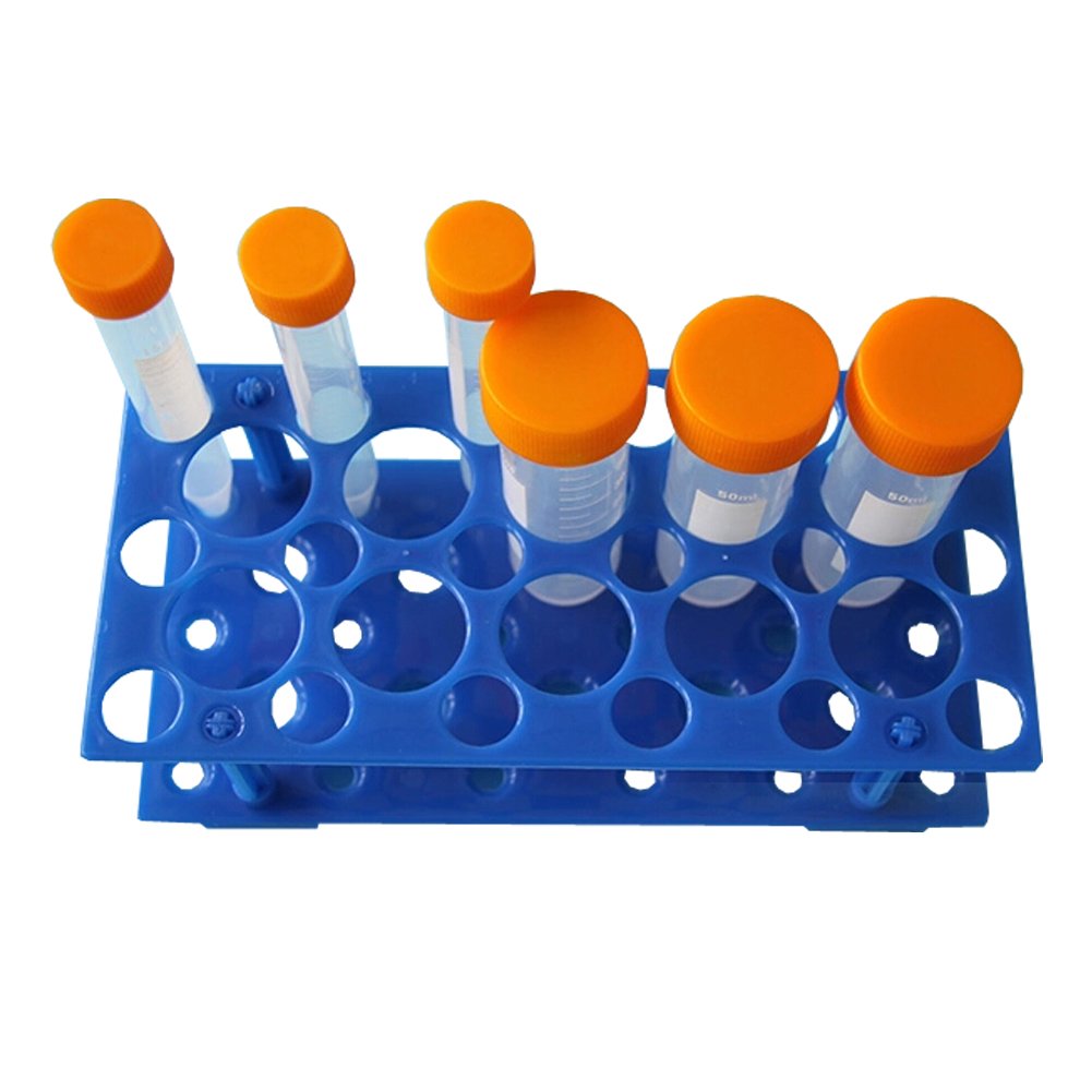 BIPEE Test Tube Rack 2pcs, Centrifuge Tube Holder for 10ml, 15ml, 50ml, Detachable Plastic Stand, 28 Well