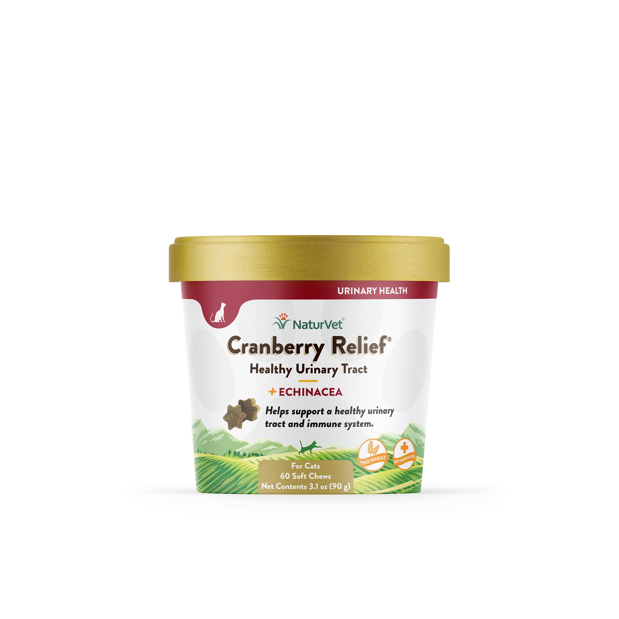 NaturVet Cranberry Relief Plus Echinacea for Cats, 60 ct Soft Chews, Made in The USA with Globally Source Ingredients