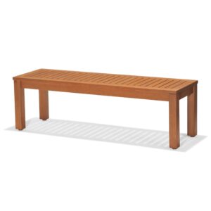 Amazonia Aster Backless Patio Bench | Eucalyptus Wood | Ideal for Outdoors and Indoors, 53", Dark Teak Finish