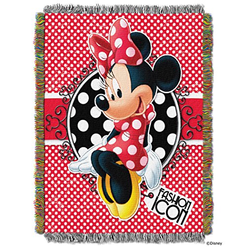 Northwest Minnie Mouse Woven Tapestry Throw Blanket, 48" x 60", Forever Minnie