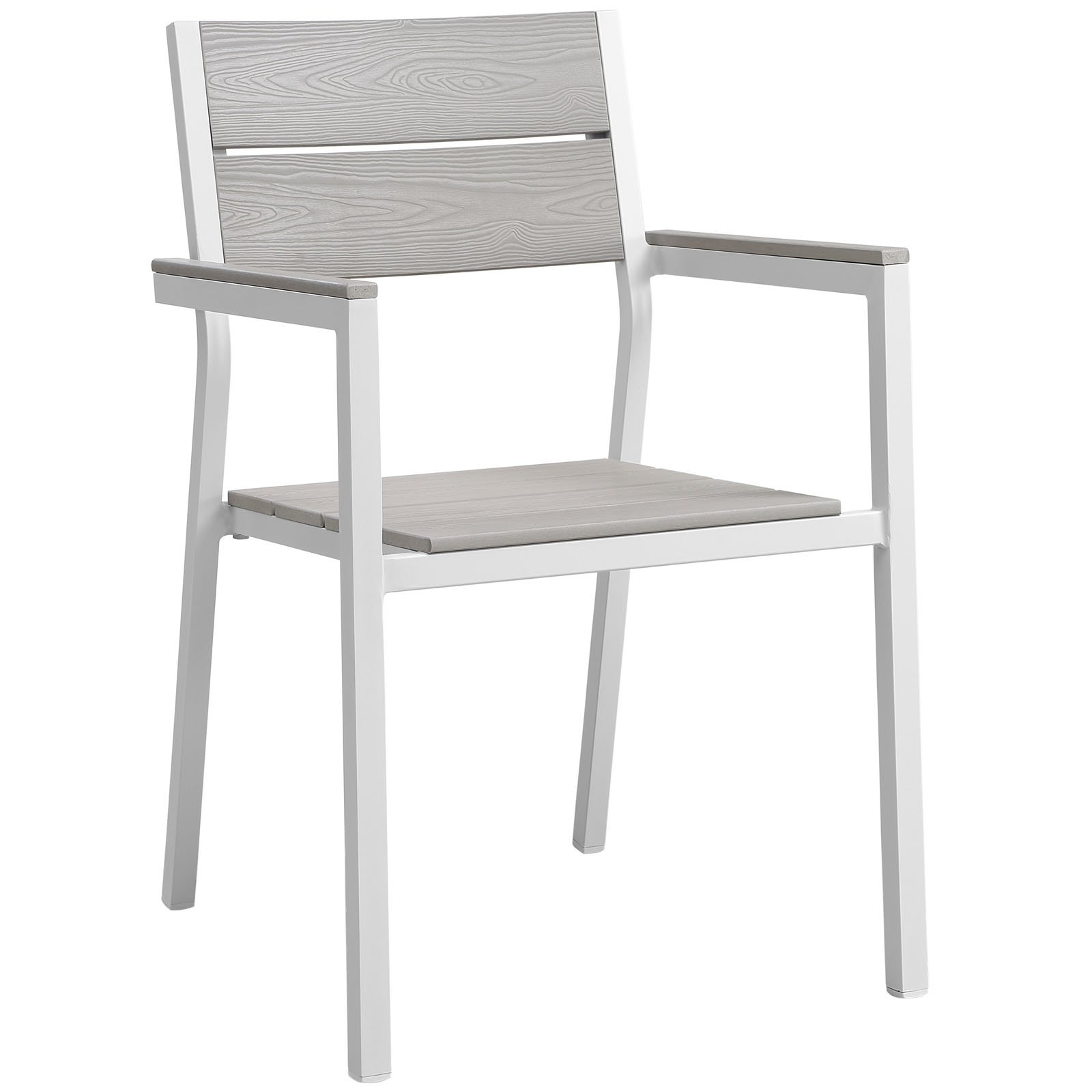 Modway Maine Aluminum Outdoor Patio Two Arm Chairs in White Light Gray