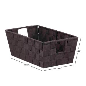 Home Basics Small Woven Bin (Brown) Medium Woven Baskets for Storage | Great for Organizing Makeup, Crafts, and More | Tall Woven Baskets with Handles