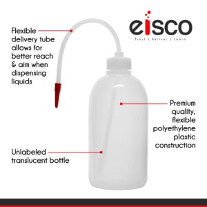 EISCO Labs Multi-Pack Polyethylene Wash Bottles 125ml & 250ml with Delivery Tube, Screw Cap - Durable Lab Dispensing Equipment