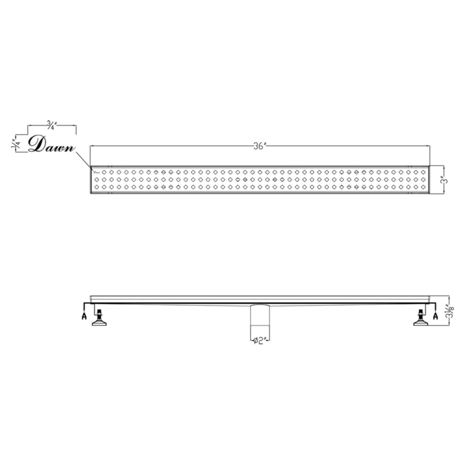 Dawn LMI360304 Mississippi River Series Linear Shower Drain, 36-Inch