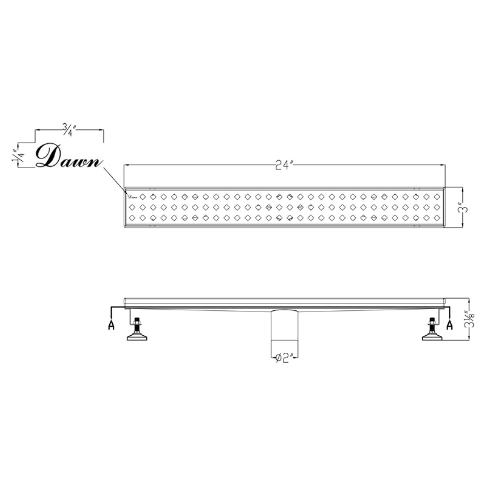 Dawn LMI360304 Mississippi River Series Linear Shower Drain, 36-Inch