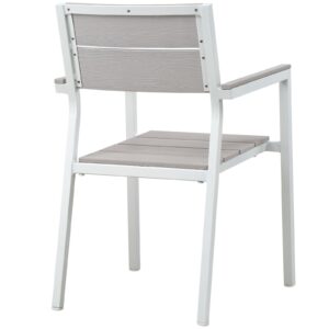 Modway Maine Aluminum Outdoor Patio Two Arm Chairs in White Light Gray