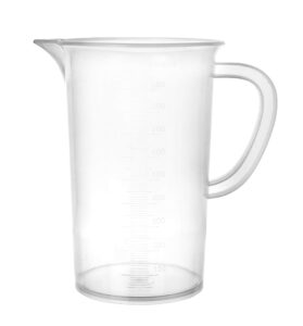 eisco plastic pitcher, 1000ml (1l) - molded graduations - chemical resistant & autoclavable polypropylene - measuring jug