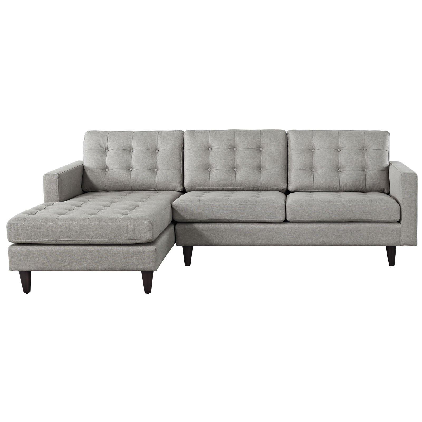 Modway Empress Mid-Century Modern Upholstered Fabric Left-Arm Facing Sectional Sofa in Light Gray