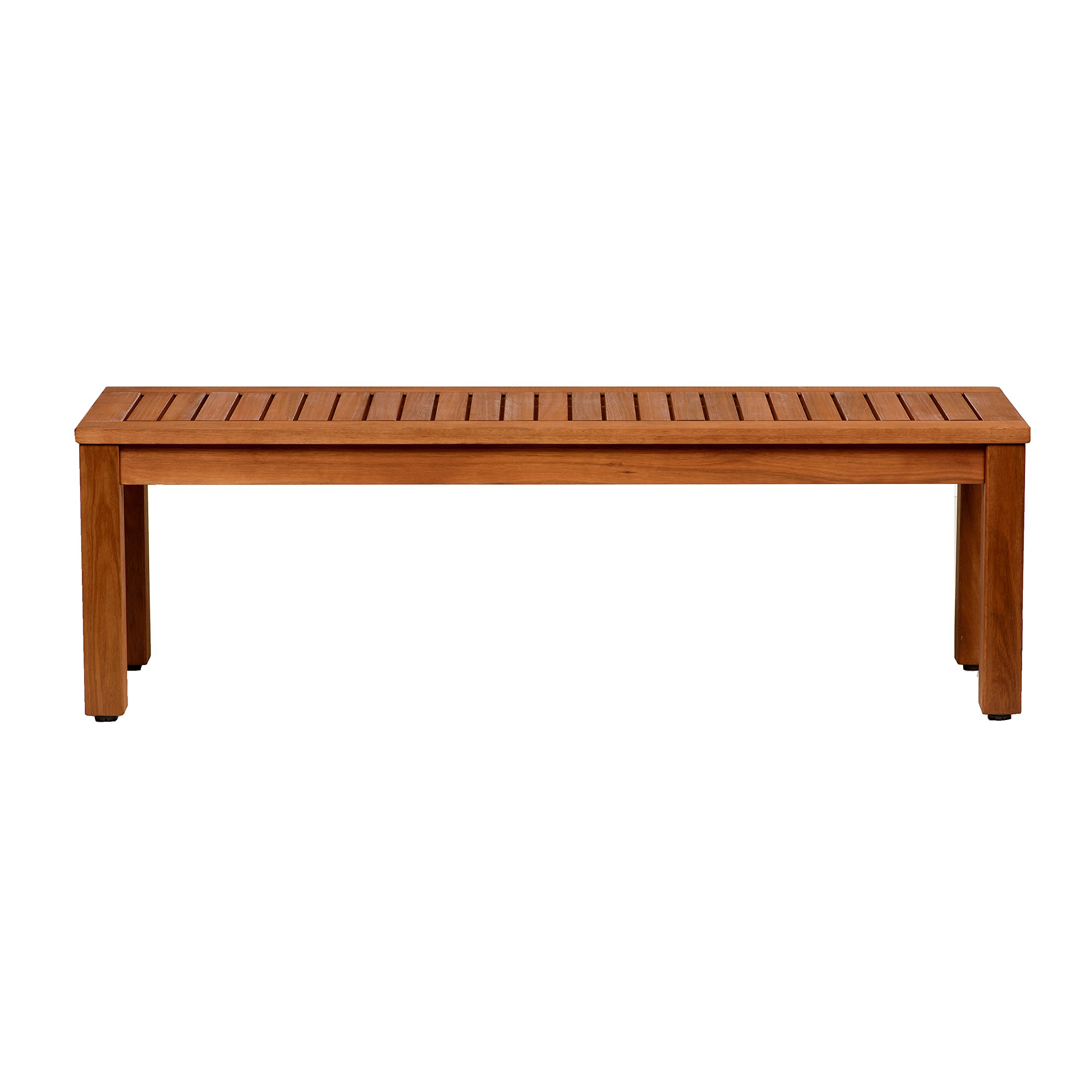 Amazonia Aster Backless Patio Bench | Eucalyptus Wood | Ideal for Outdoors and Indoors, 53", Dark Teak Finish