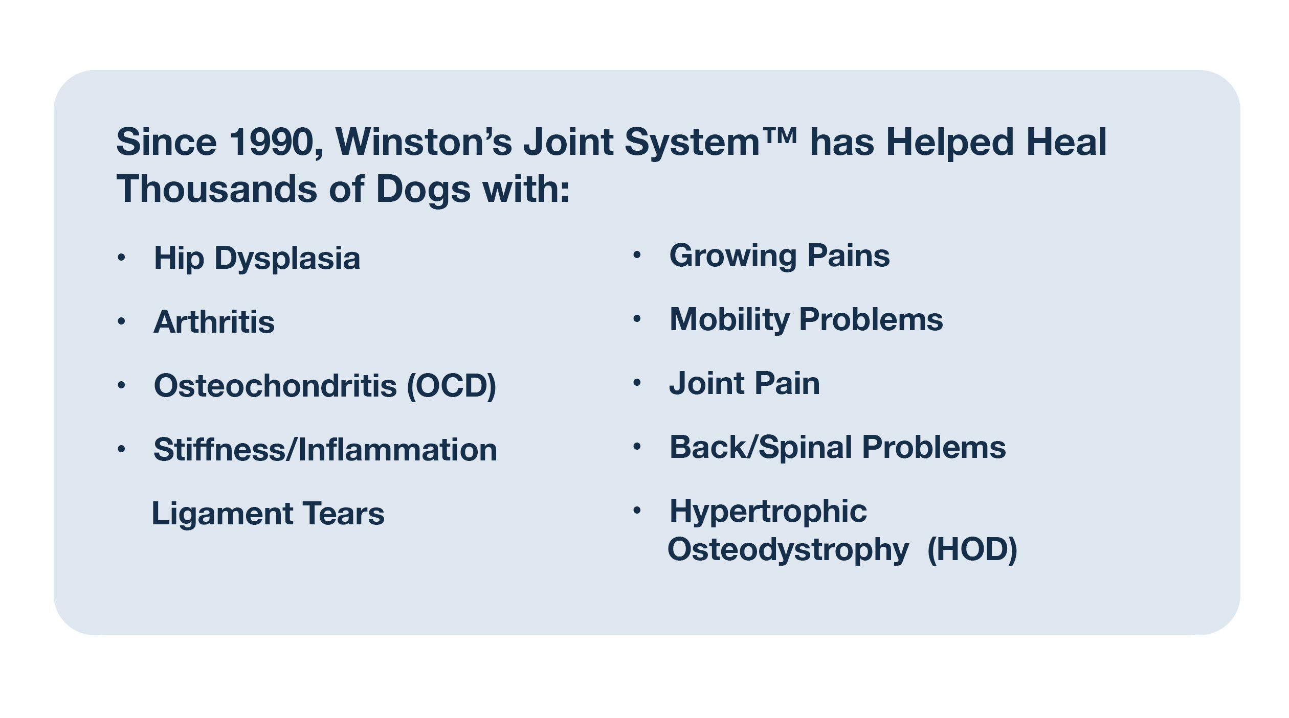 Winston Joint System - for Medium Dogs from 40-99 Pounds - 100% Natural Whole Food Supplement for Arthritis, Hip Dysplasia and Joint + Pain Relief - One Month Supply - Since 1992