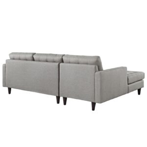 Modway Empress Mid-Century Modern Upholstered Fabric Left-Arm Facing Sectional Sofa in Light Gray