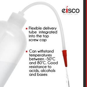 EISCO Labs Multi-Pack Polyethylene Wash Bottles 125ml & 250ml with Delivery Tube, Screw Cap - Durable Lab Dispensing Equipment