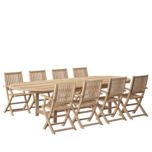 amazonia greenville 9 piece teak double extendable oval dining set