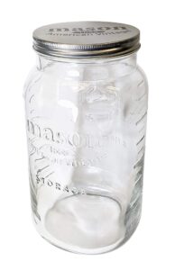 grant howard jumbo mason embossed glass storage jar, 136 oz, clear